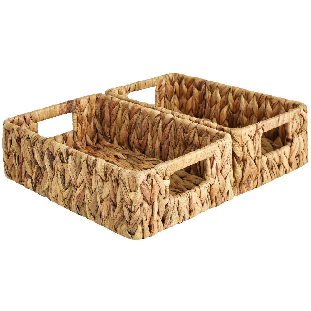 StorageWorks Water Hyacinth Baskets, Small Wicker Baskets for Organizing in Kitchen and Bathroom, 2-Pack