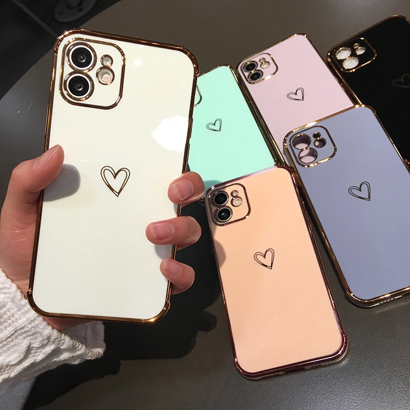 Electroplating Straight Edge Love Mobile Phone Case Xr Candy Color Fine Hole