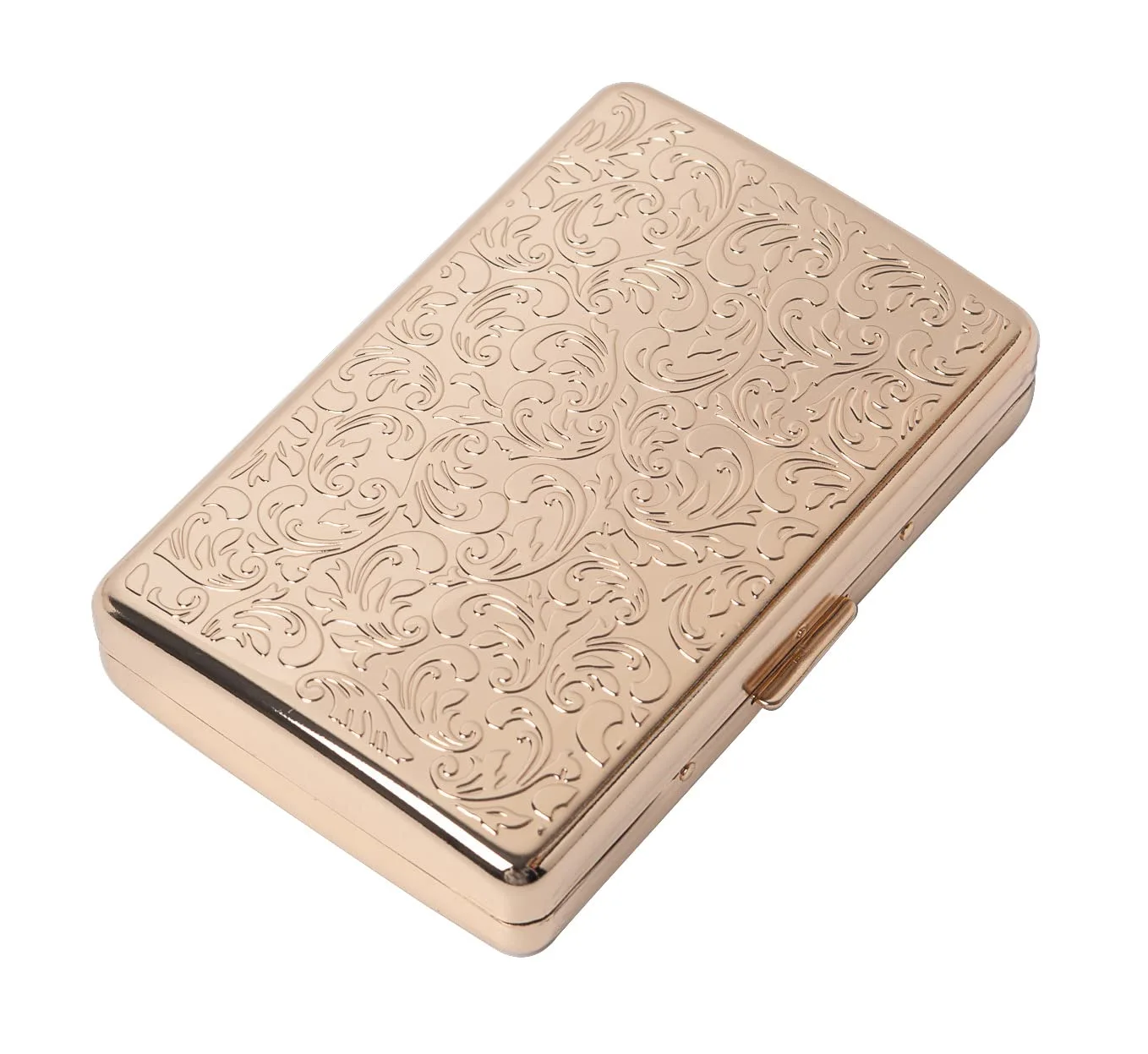 Classic Vintage Metal Cigarette Case/Storage Box, Can Hold 100’s 16 pcs (Champagne Gold)