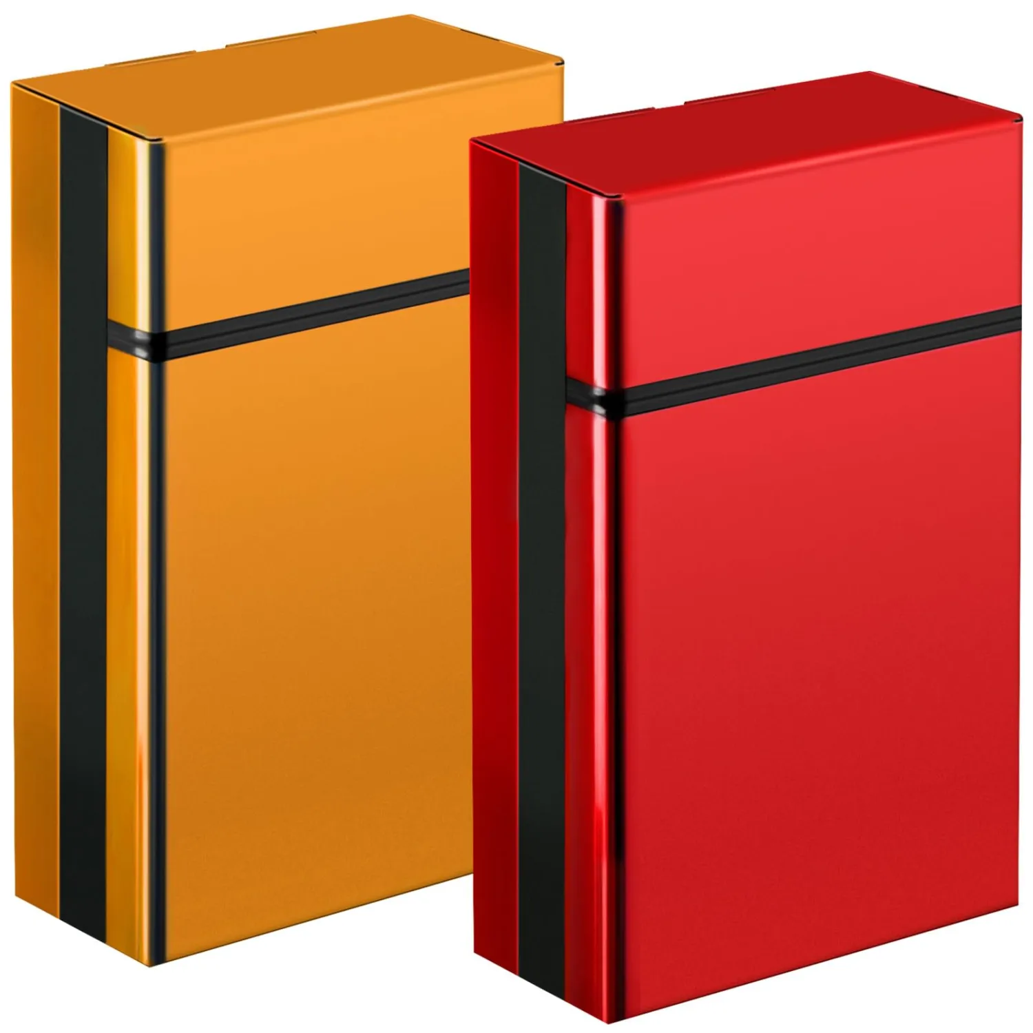 roygra Cigarette Case 20 Capacity, Aluminum Automatic Slider - 2 Pack (Red + Gold, 85mm King Size)