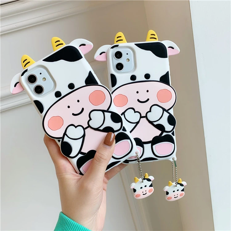 Three Dimensional Cute Cow Phone Case Silicone