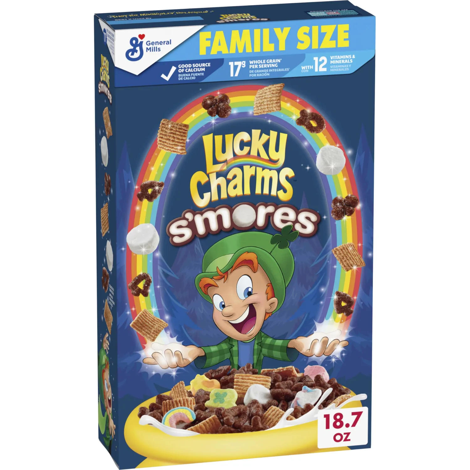 Lucky Charms S’mores Cereal with Marshmallows, With Leprechaun Trap, Made With Whole Grain, Family Size, 18.7 OZ
