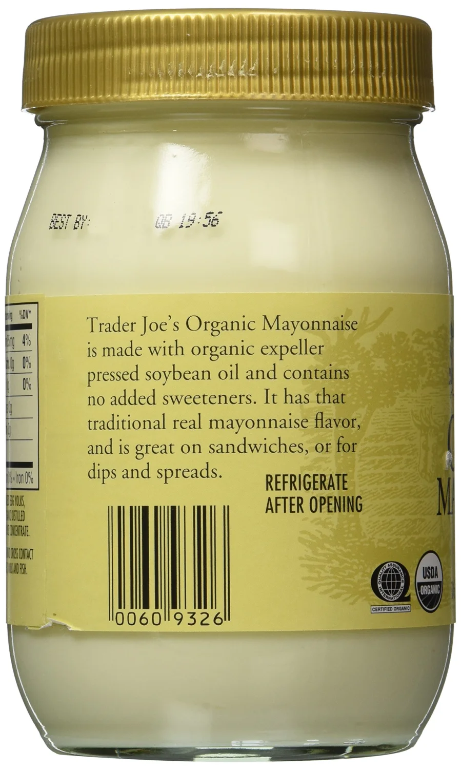 Trader Joes Organic Mayonnaise 1 Pt