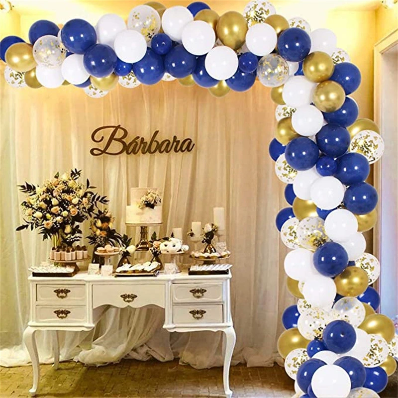 131 Piece Navy Blue Gold White Wreath Balloon Set