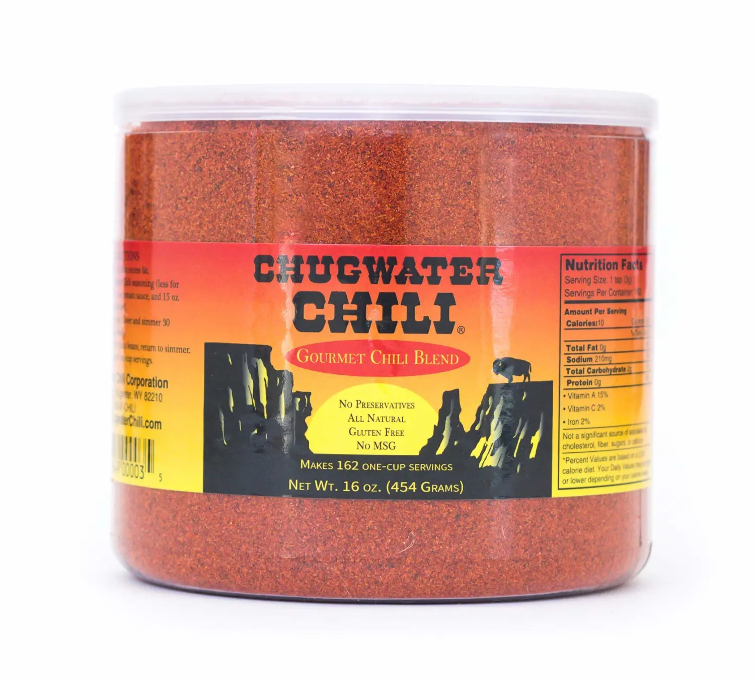 Chugwater Chili | Gourmet Chili Seasoning Mix & Taco Seasoning | 16oz Tub | Wyoming State Championship Chili Recipe | Secret Blend 12 Spices | All Natural, Gluten Free, No MSG & No Preservatives.