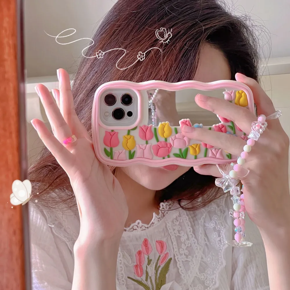 Wavy Edge Full Version Tulip Mirror Phone Case