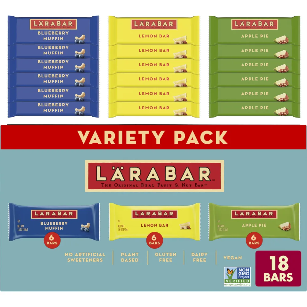 Larabar Variety Pack, Blueberry Muffin, Lemon Bar, Apple Pie, Fruit & Nut Bars, 18 ct