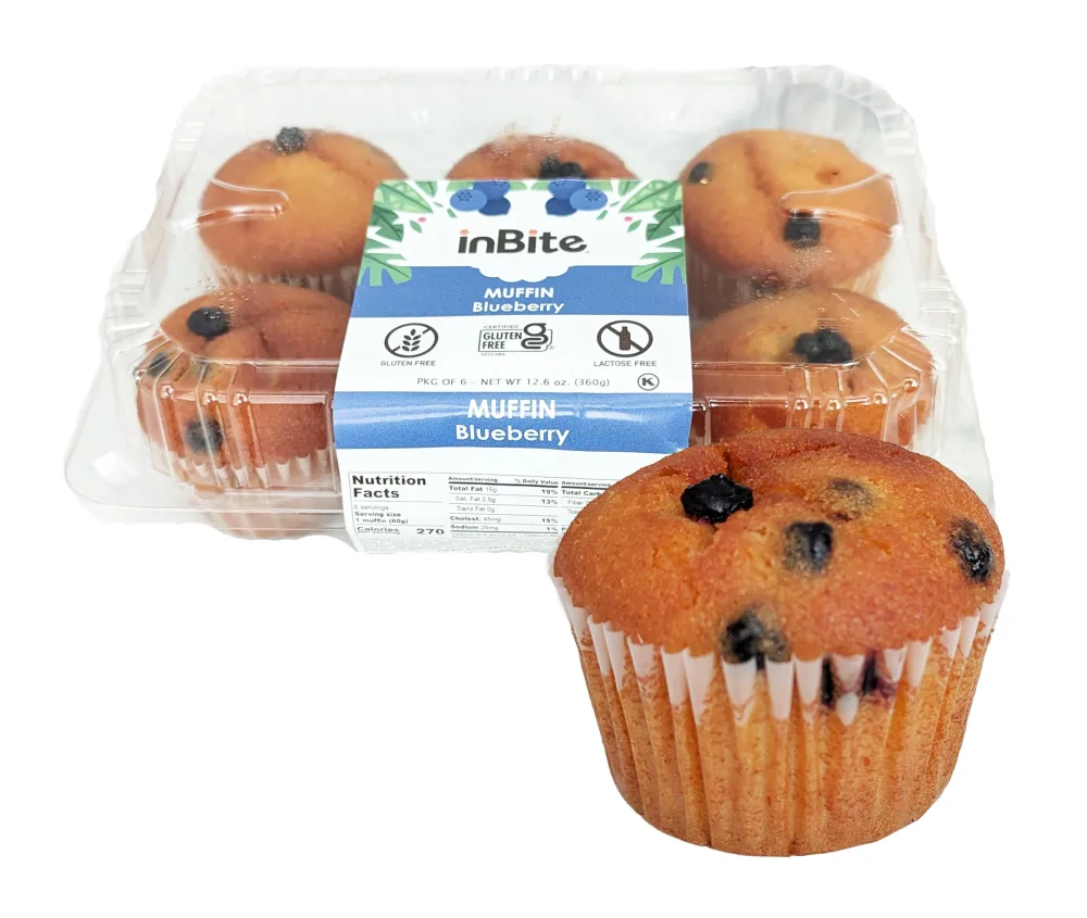 Inbite Exquisite Gluten-Free Blueberry Muffins | 6 Count - Quick & Easy Microwaveable Delight | Gluten-Free | Lactose-Free - Kosher Pareve