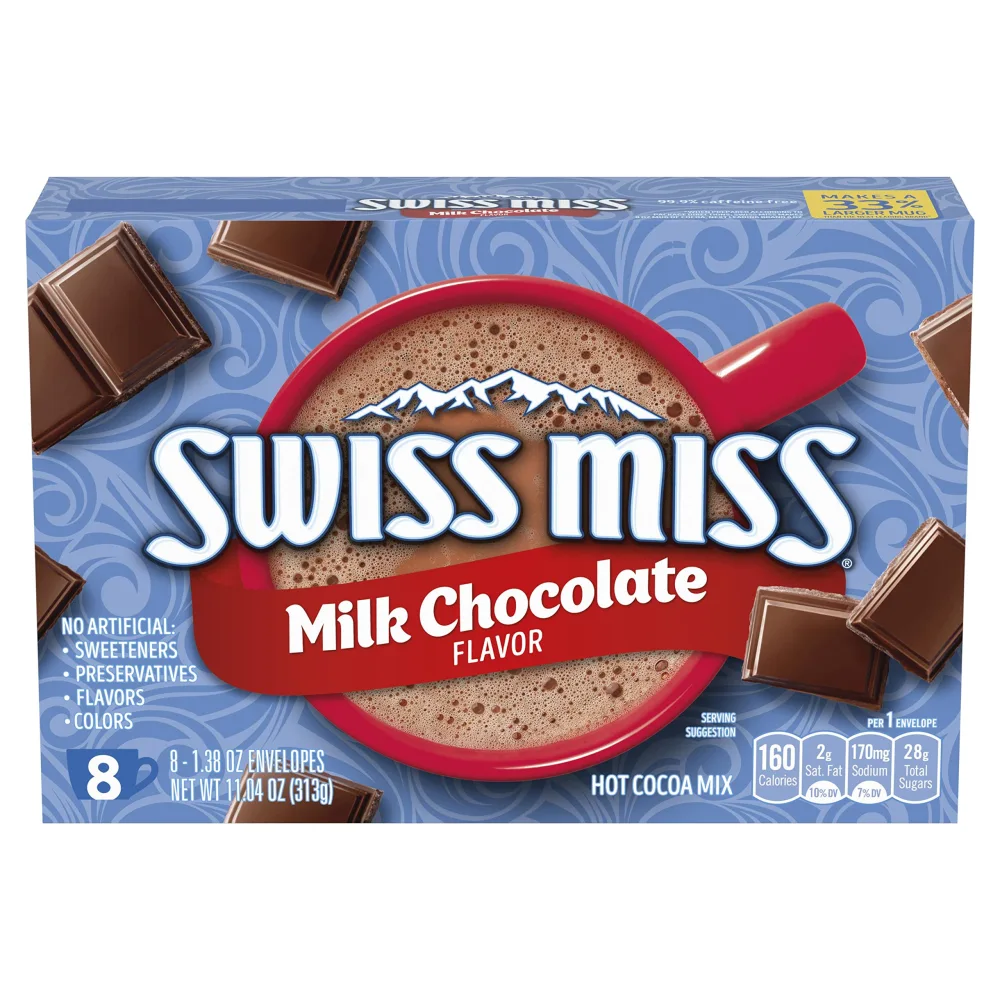 Swiss Miss Milk Chocolate Flavor Hot Cocoa Mix, 1.38 oz. 8-Count (Pack of 12)