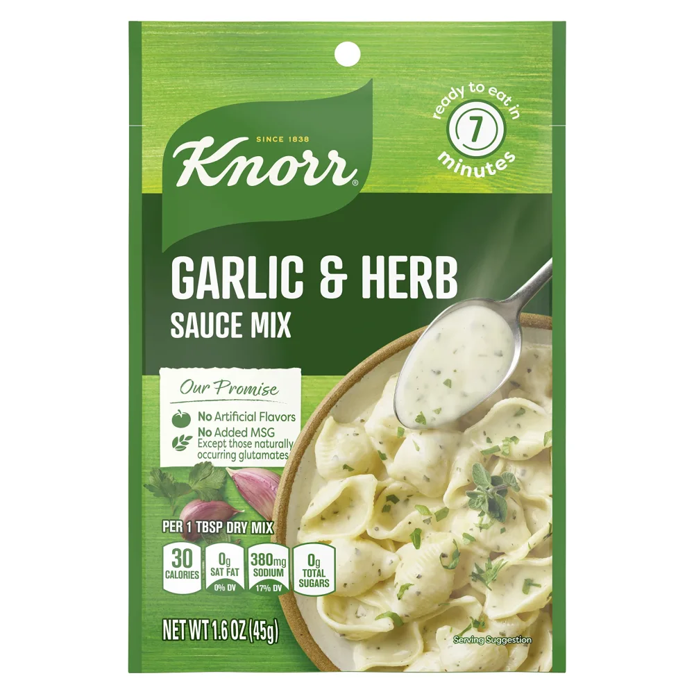 Knorr Sauce Mix Garlic & Herb Creamy Pasta Sauce For Simple Meals and Sides No Artificial Flavors, No Added MSG 1.6 oz