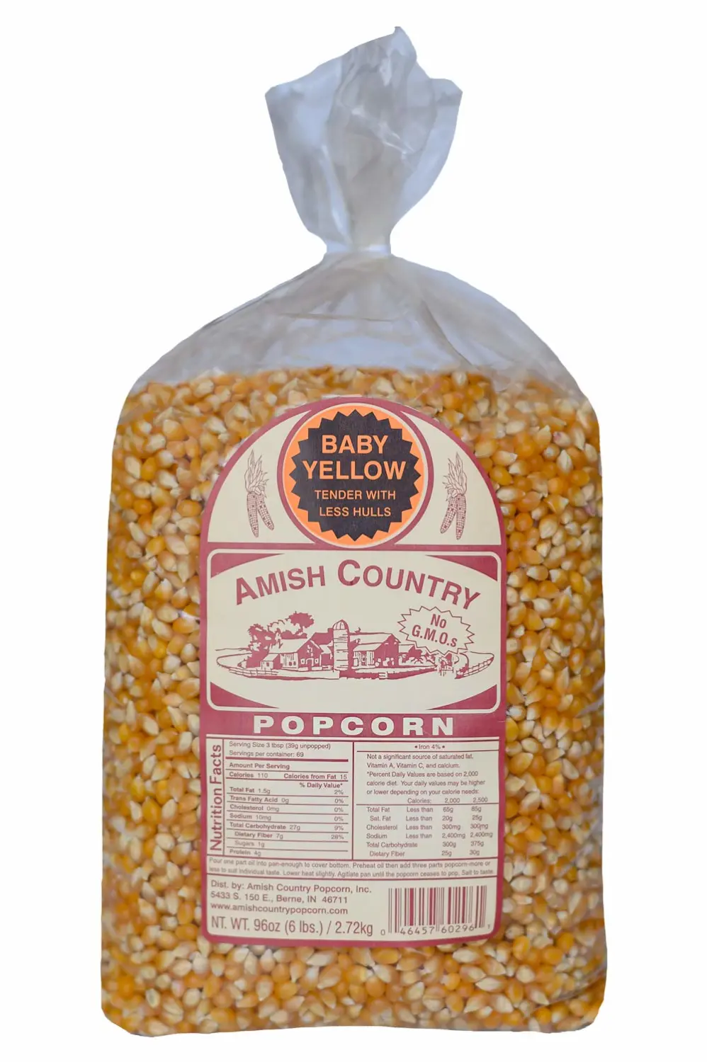 Amish Country Popcorn | 6 LB Baby Yellow Popcorn | Old Fashioned, Non-GMO and Gluten Free (6lb Bag)