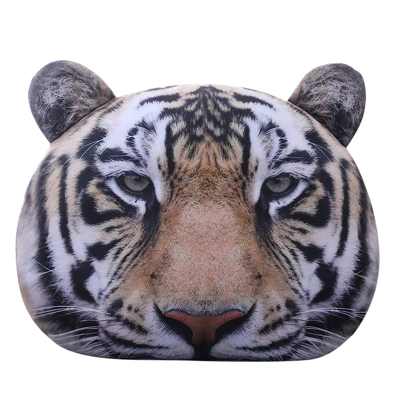 Plush simulation printing tiger headrest