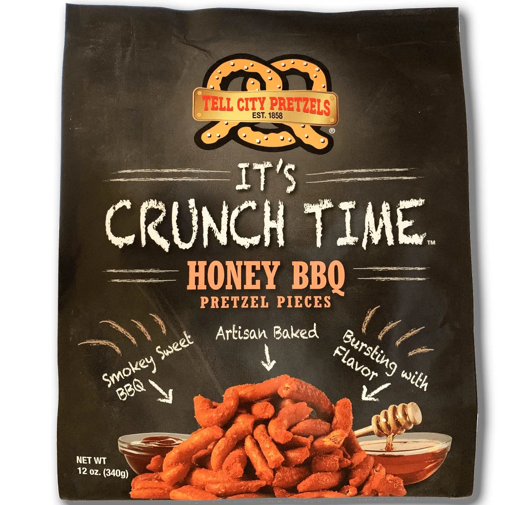 Tell City Honey BBQ Flavored Pretzel Pieces - Homestyle Crunchy Hard Pretzels - Honey BBQ, 12 oz