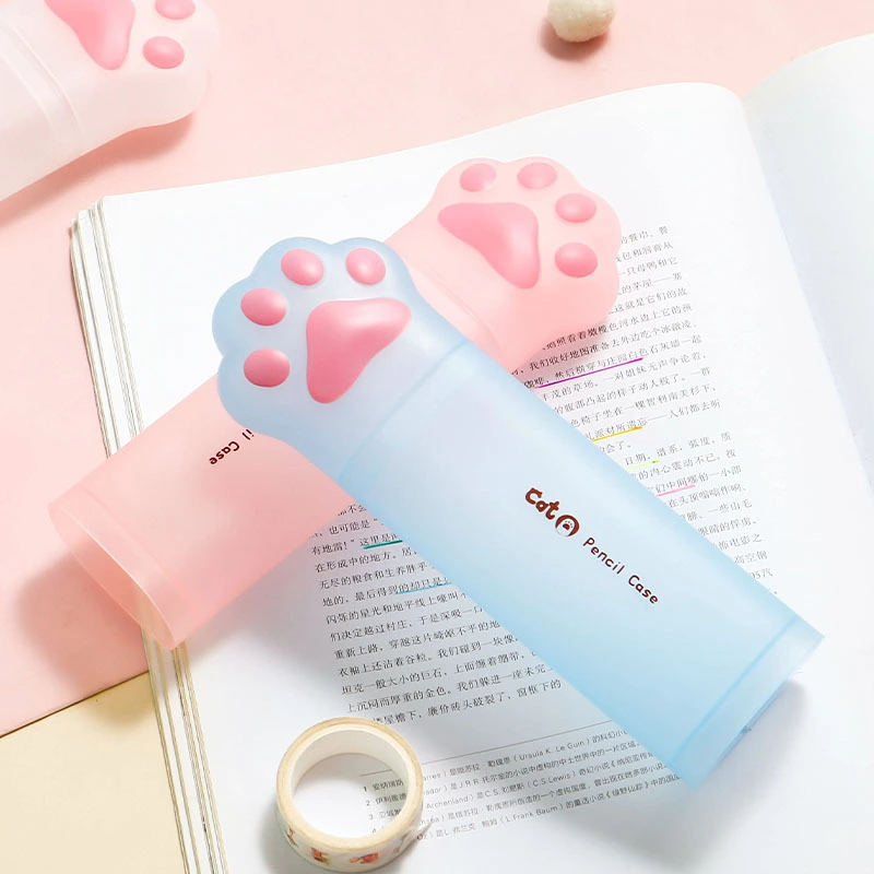 Transparent Cat Paw Stationery Box Cute Soft Cute Cartoon Frosted Storage