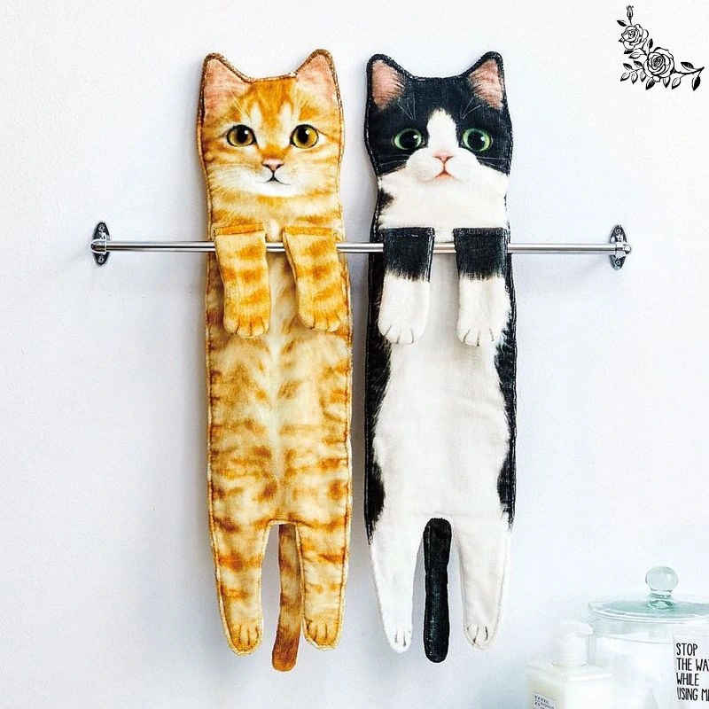 Japanese Cute Whole Cat Towel Microfiber Absorbent