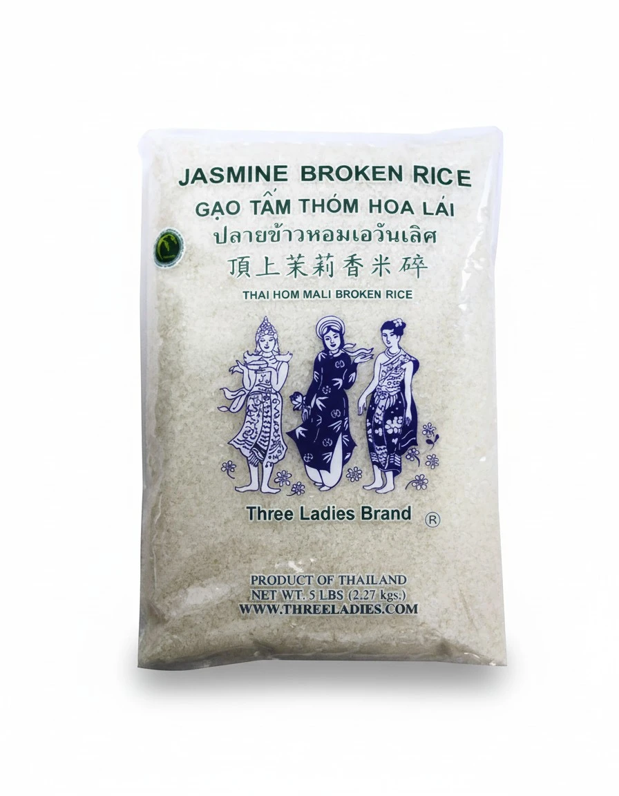 5 Pounds Three Ladies Brand Jasmine Broken Rice (One Bag)