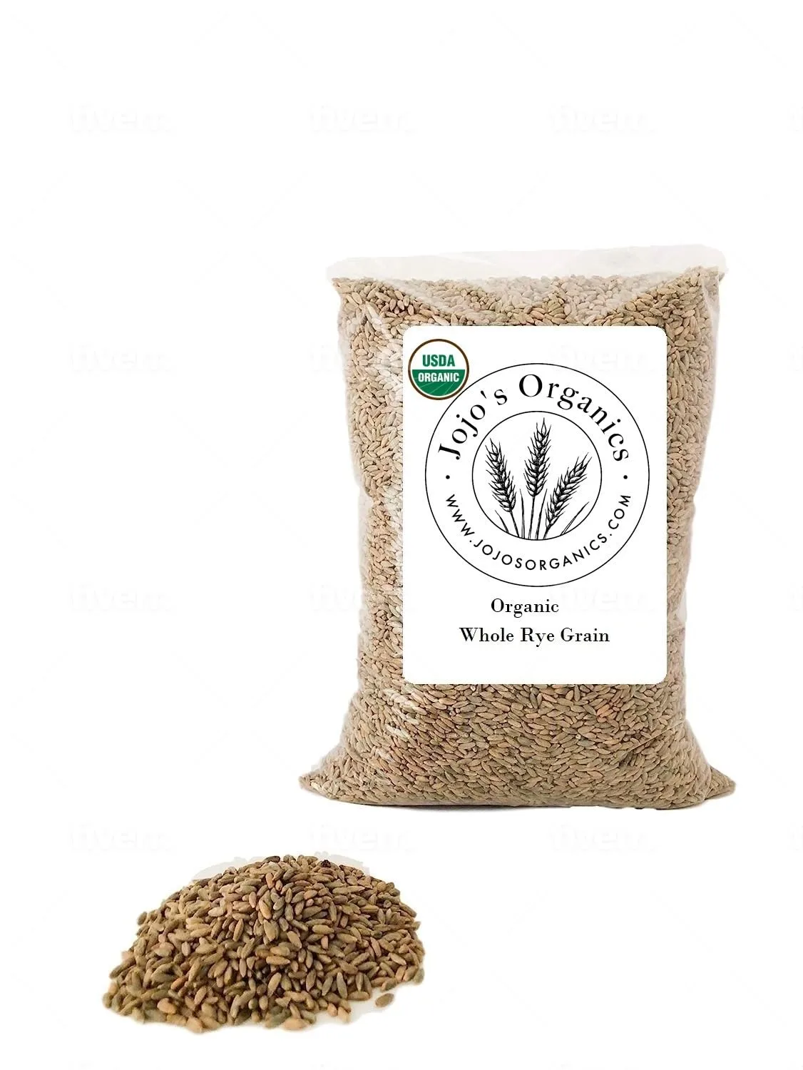 Jo Jo's Organics Certified Organic Rye Berries | 5 lbs (Pounds) | Whole Wheat Grain | Bulk Dry | Great for Breads | Product of USA