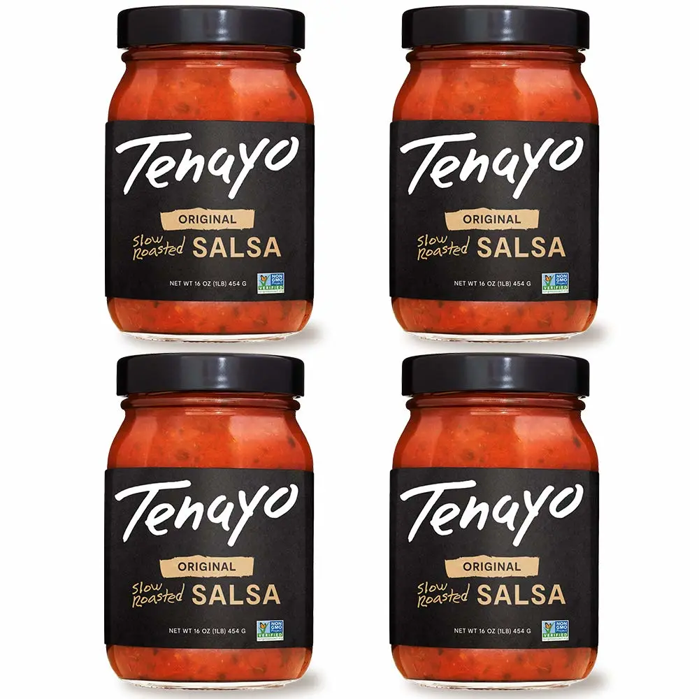 Tenayo Original Gourmet Salsa (16 oz, 4 Jar) All Natural & Non GMO Spicy Salsa with No Preservative or Sugar Added - Taco & Tortilla Chip Dip - 4 Pack