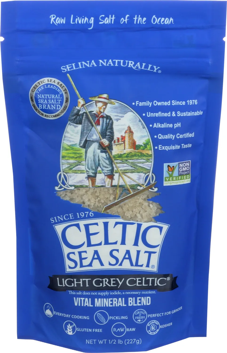 Celtic Sea Salt, Light Grey Pouch, 8 oz