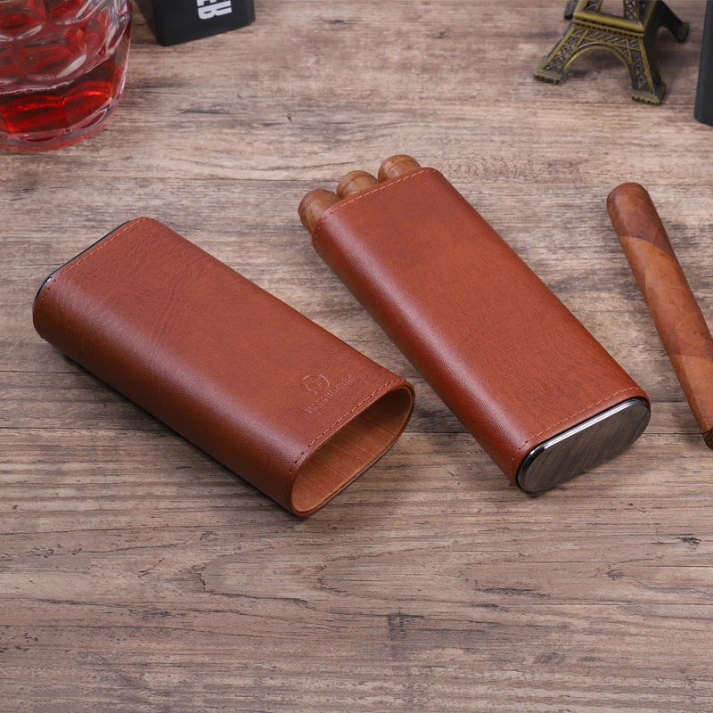 Moisturizing Leather Case Stainless Steel Cigar Cutter Set