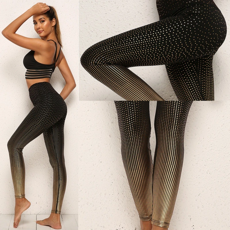 Polka Dot Gold Bronzing Yoga Pants Casual Sports Pants Leggings