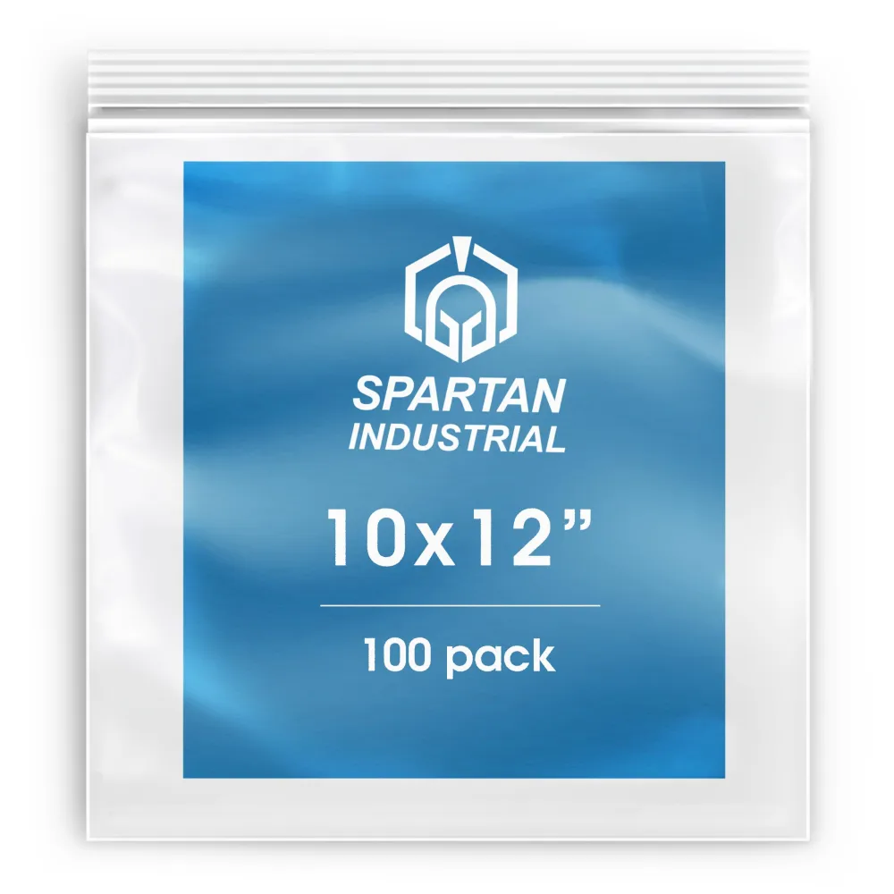 Spartan Industrial - 10" X 12" (100 Count) Quart Clear Reclosable Zip Plastic Poly Bags with Resealable Lock Seal Zipper - 2 Mil