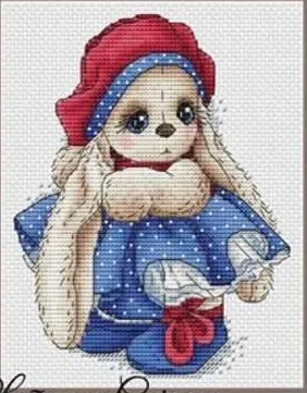 Rabbit style cross stitch set