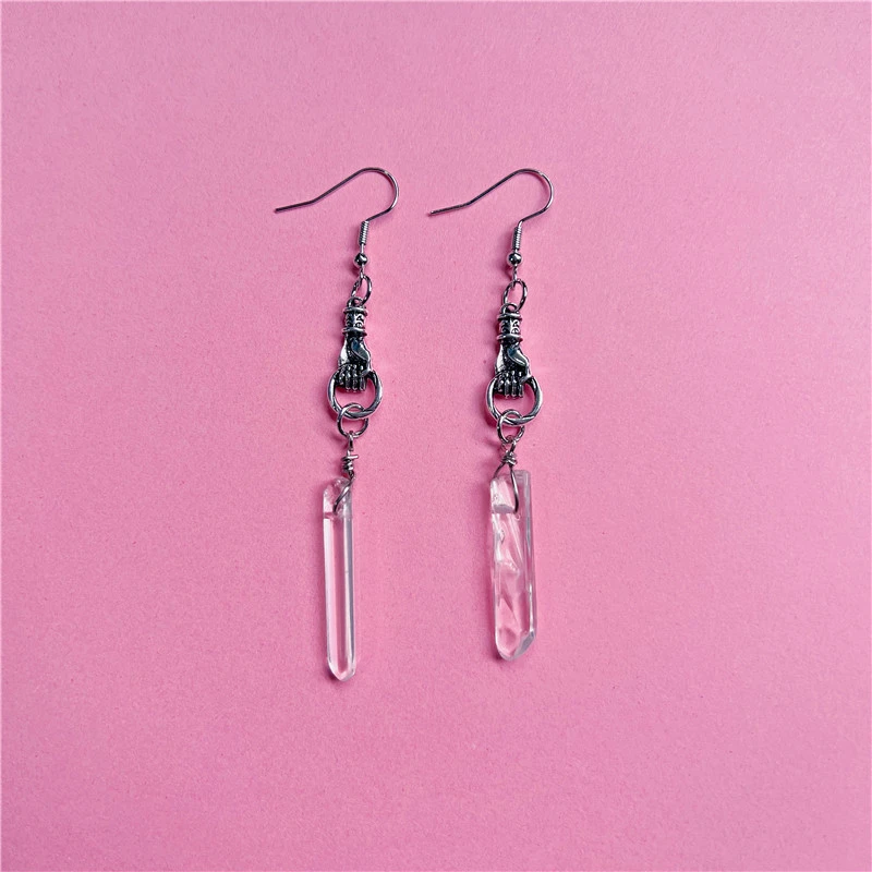 European And American Fashion New Gothic Crystal Column Earrings