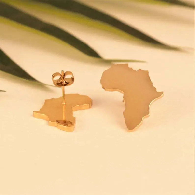 New Hot Sell Jewelry Africa Map Earrings Gold