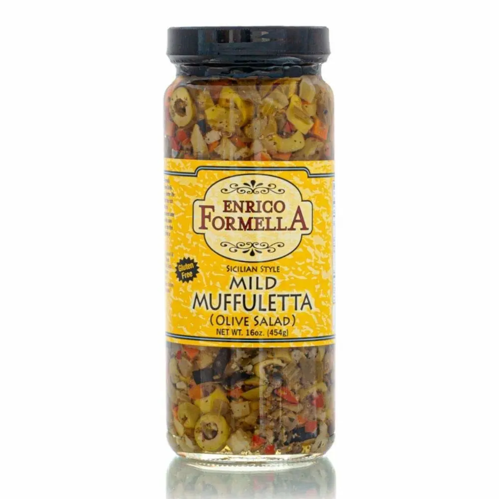 Enrico Formella Mild Muffuletta Salad - Gluten Free Italian Olive Mix - New Orleans Style Sandwich Spread (16 oz)