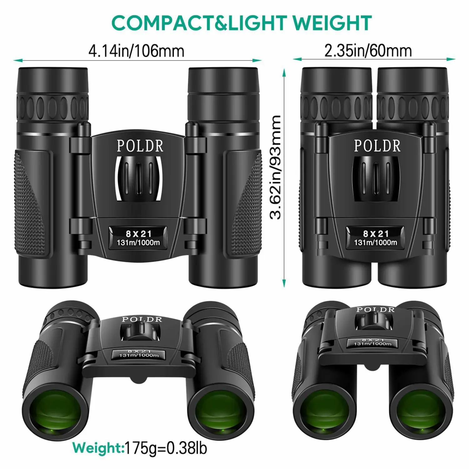 POLDR 8x21 Small Compact Lightweight Binoculars for Adults Kids Bird Watching Traveling Sightseeing.Mini Pocket Folding Binoculars for Concert Theater Opera