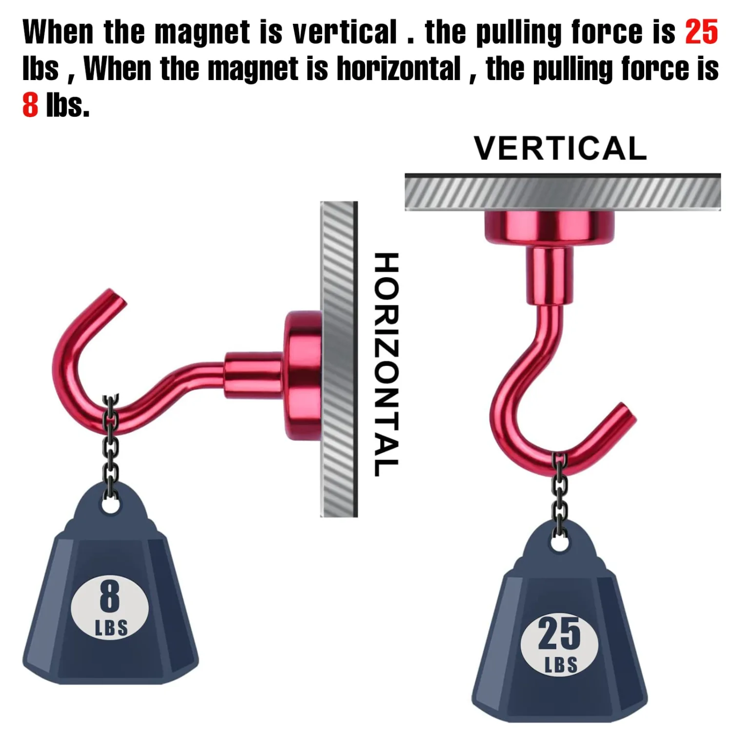 DIYMAG Magnetic Hooks, 25Lbs Strong Heavy Duty Cruise Magnet S-Hooks for Classroom, Fridge, Hanging, Cabins, Grill, Kitchen, Garage, Workplace and Office etc, (6 Pack-Red)