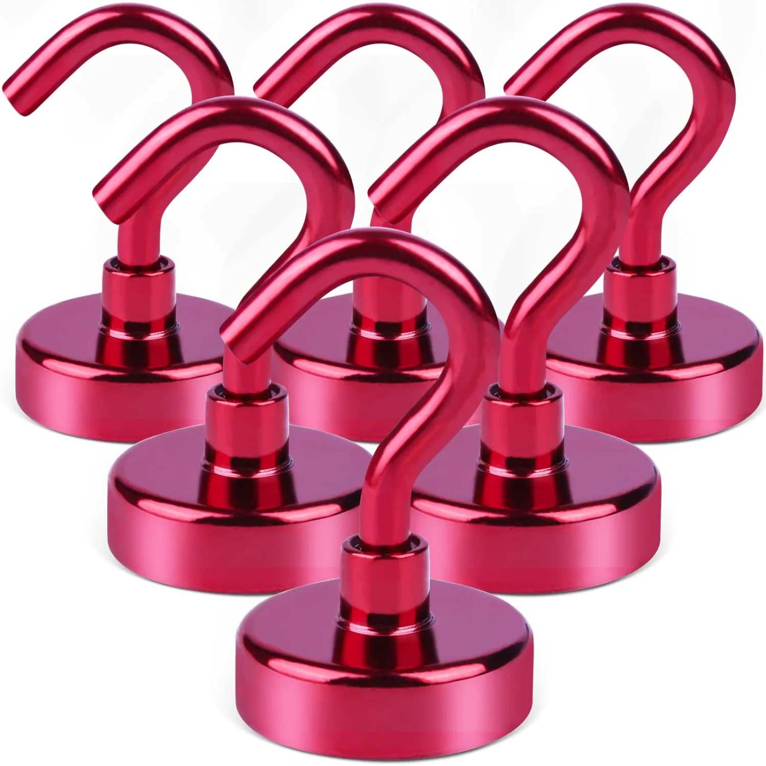 DIYMAG Magnetic Hooks, 25Lbs Strong Heavy Duty Cruise Magnet S-Hooks for Classroom, Fridge, Hanging, Cabins, Grill, Kitchen, Garage, Workplace and Office etc, (6 Pack-Red)