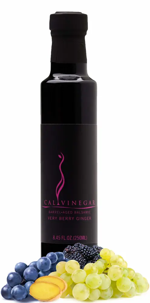 Calivirgin Balsamic Vinegar - Very Berry Ginger Flavored Traditional Balsamic Vinegar - Authentic Italian Balsamic Vinegar - Gourmet Vinegar - Barrel Aged Balsamic Vinegar Bottle - 250ml