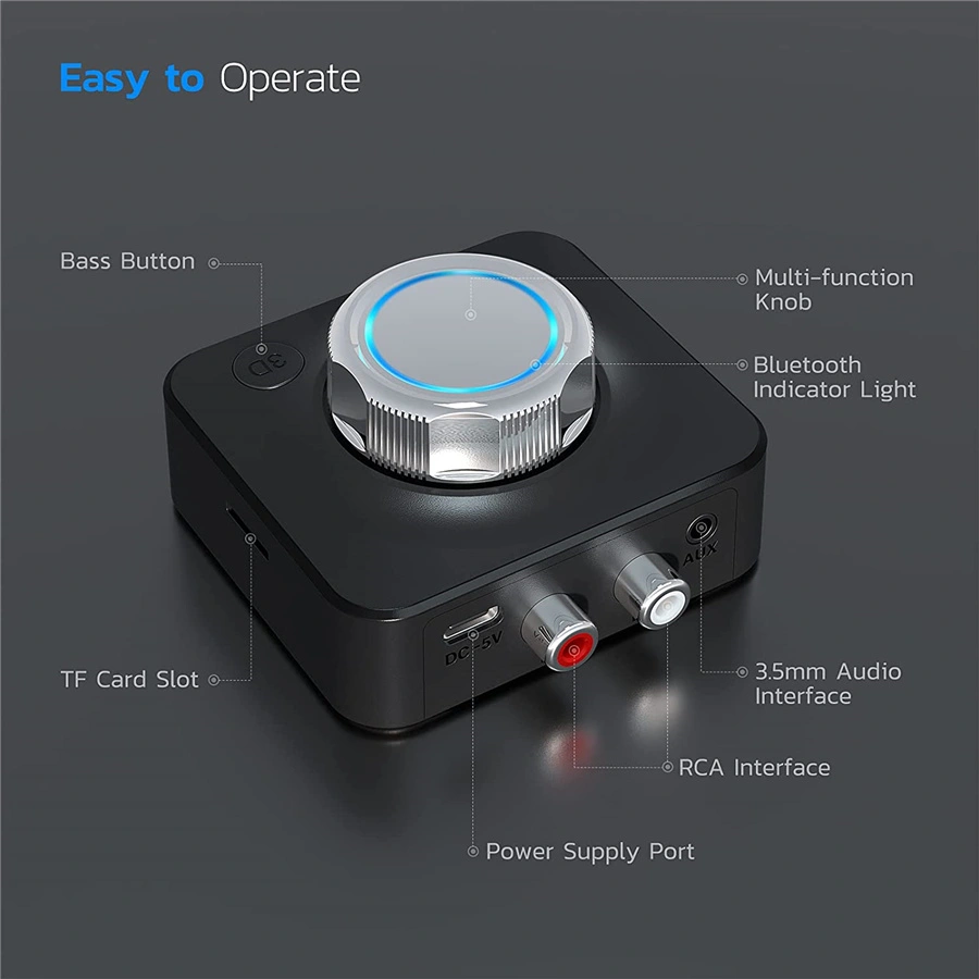 RCA Stereo Receiver 3.5mm Bluetooth Adapter Subwoofer Mode