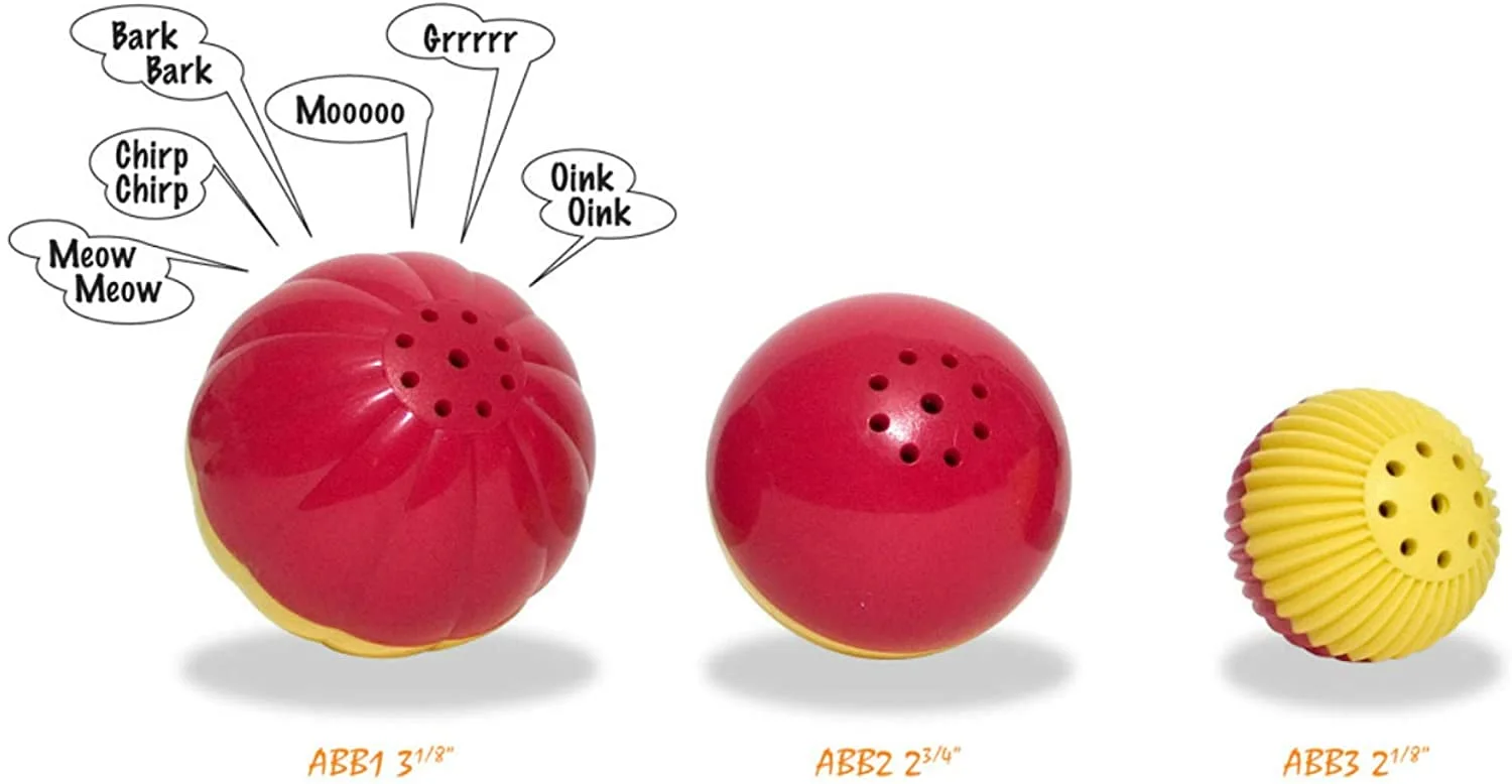 Pet Qwerks Animal Sounds Babble Ball - Interactive Chew Dog Toy - Medium