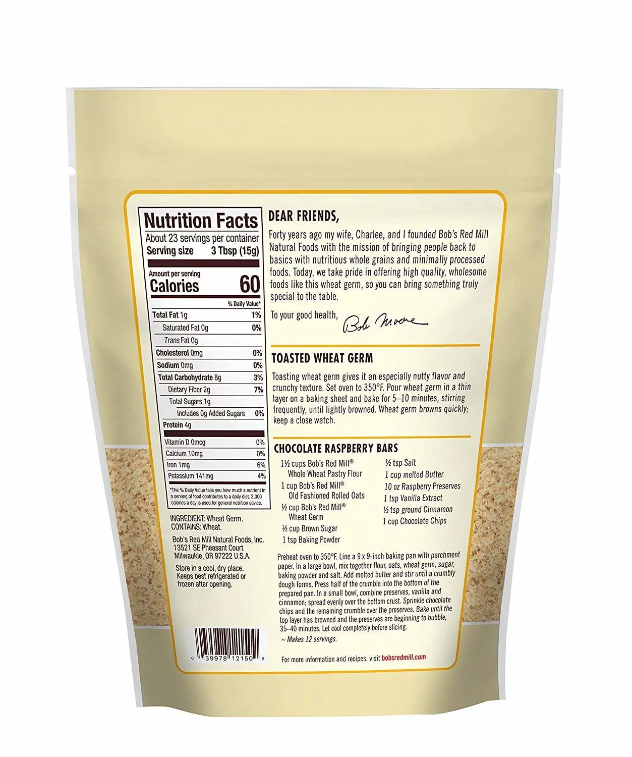 Bob's Red Mill Wheat Germ, 12 Ounce (Pack of 3)