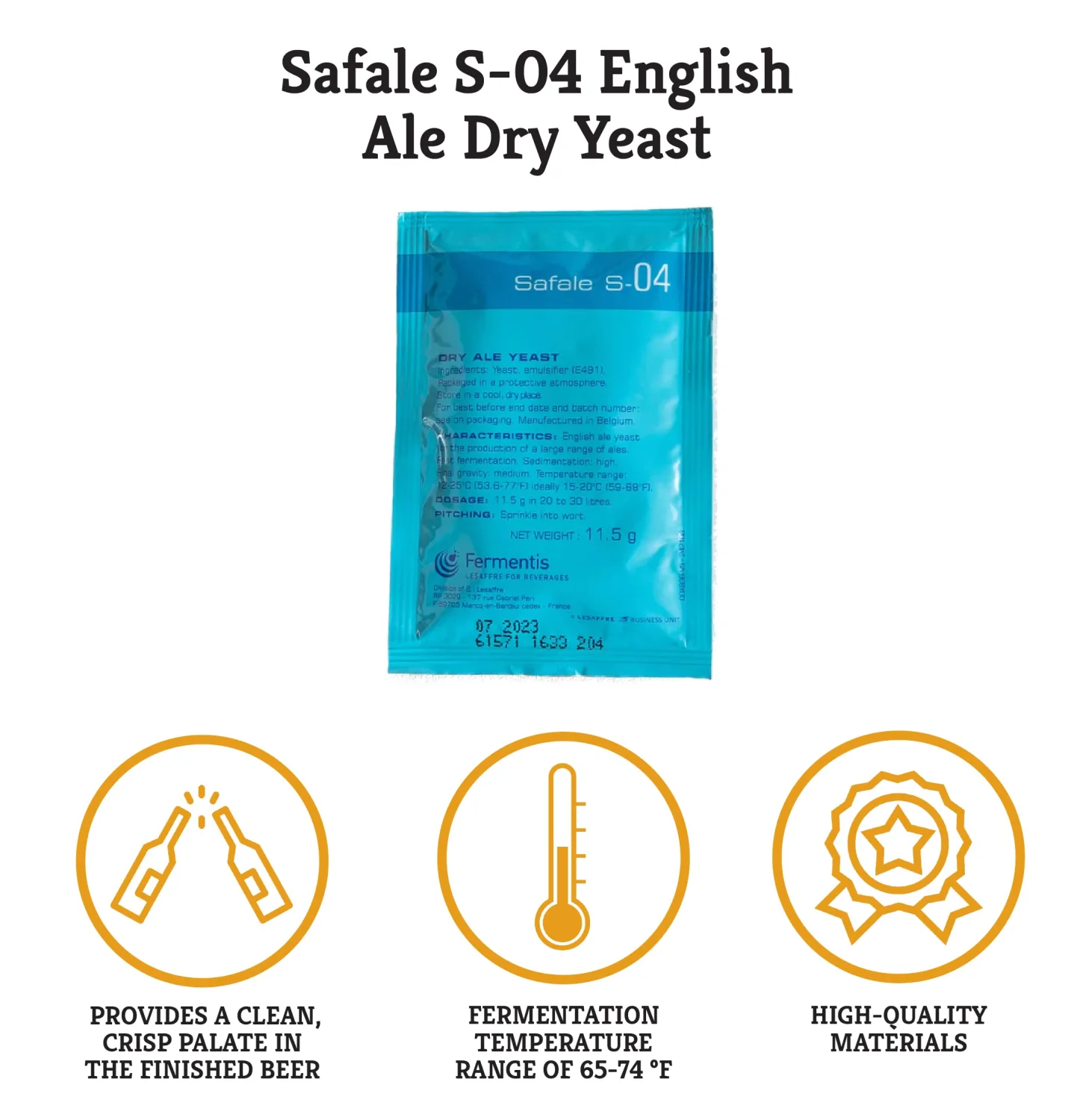 Craft A Brew - Safale S-04 Dry Yeast - English Ale Dry Yeast - For English and American Ales and Hard Apple Ciders - Ingredients for Home Brewing - Beer Making Supplies - [1 Pack]
