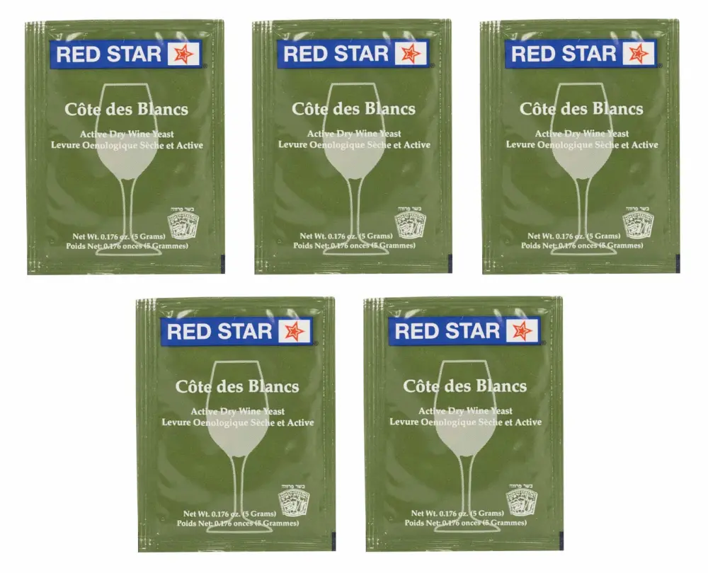 North Mountain Supply - RS-CB-5 Red Star Cote des Blancs Wine Yeast - Pack of 5 - With Freshness Guarantee