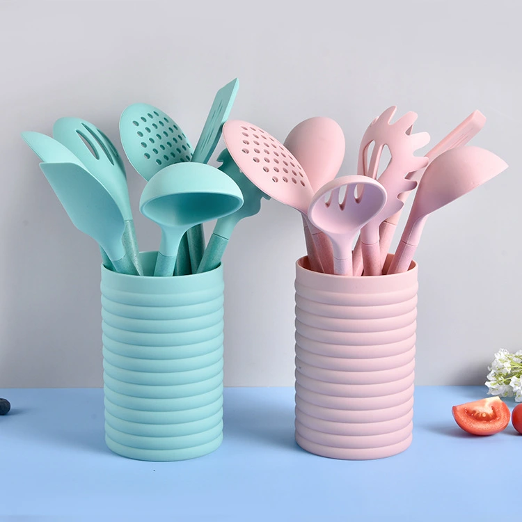 Food Grade Material Wheat Straw Handle Silicone Kitchenware