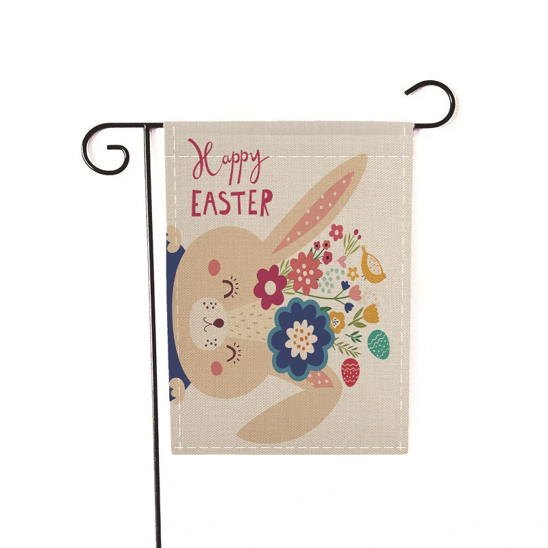 Easter Egg Bunny Linen Double Sided Garden Banner