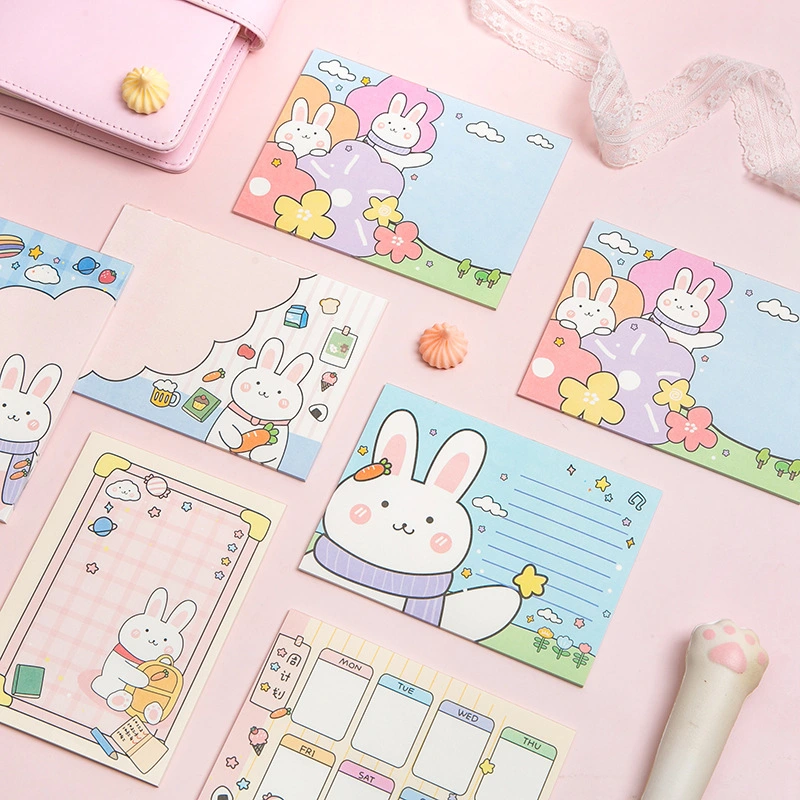 Cute Happy Rabbit Cartoon Plaid Note Stationery