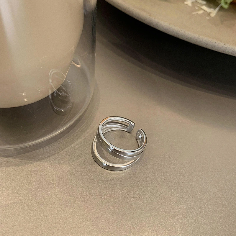 Textured 925 Sterling Silver Heart Multilayer Ring