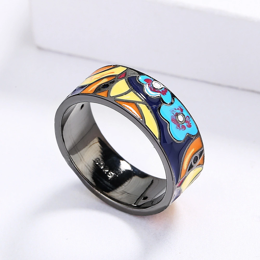 European And American Fashion Electroplating Oil Drop Eye Zircon Ring