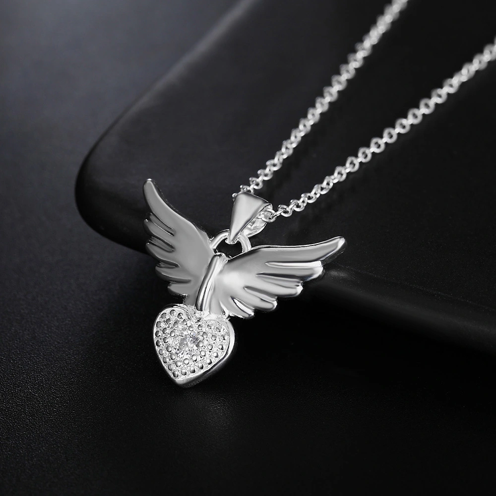 Ladies Love Flying Wings Diamond Pendant Necklace