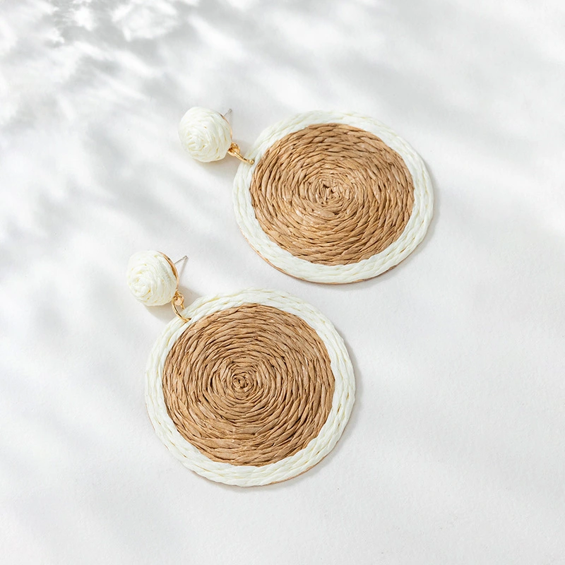 Women's Vintage Braided Raffia Winding Earrings