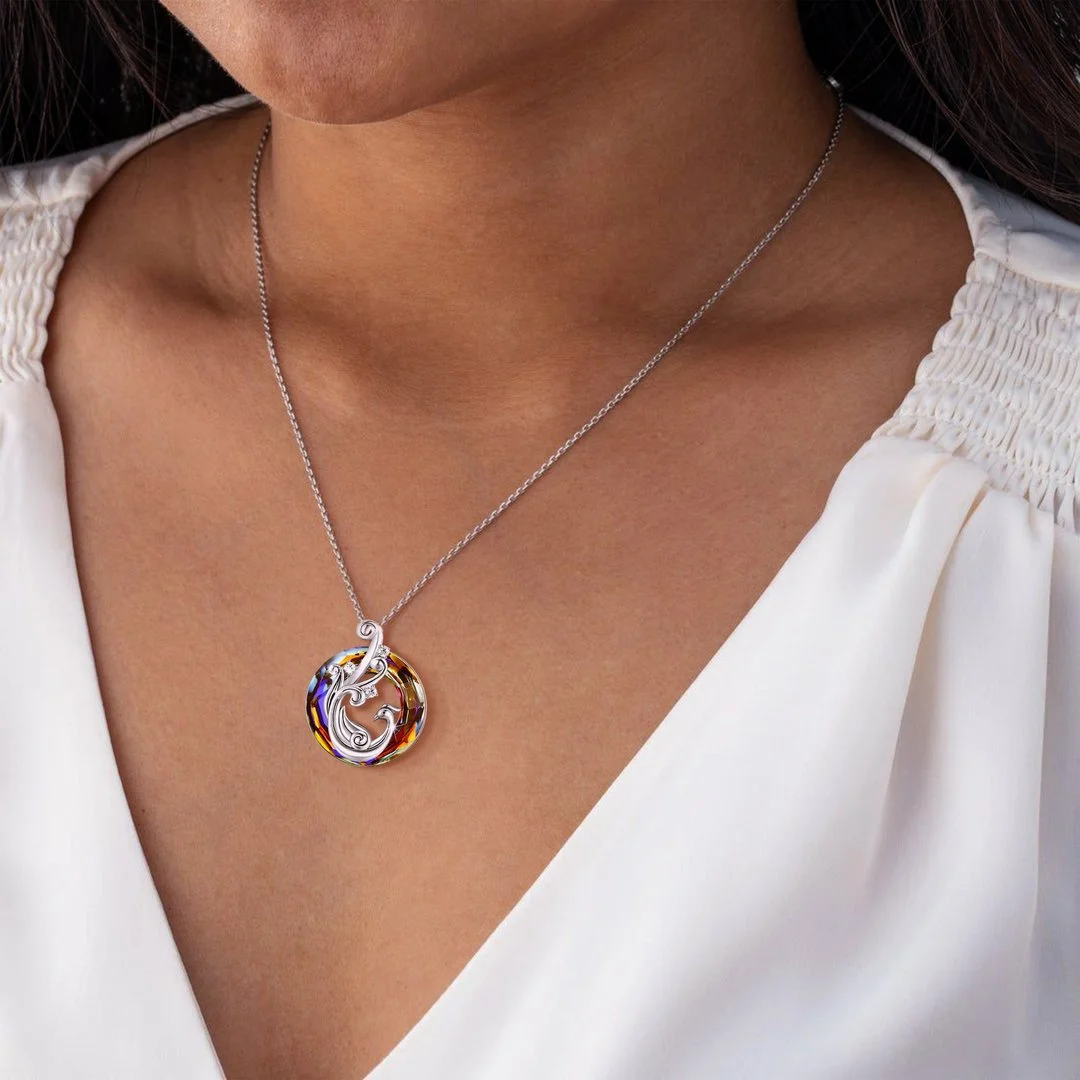 New Color Crystal Phoenix Rebirth Flame Earring Necklace