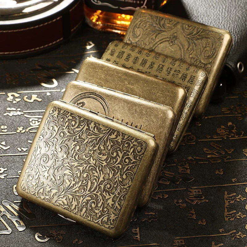 Stainless Metal Double Sided Flip Bronze Cigarette Case