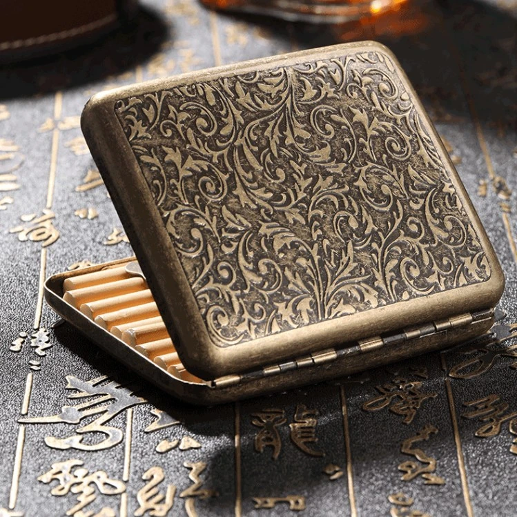 Stainless Metal Double Sided Flip Bronze Cigarette Case