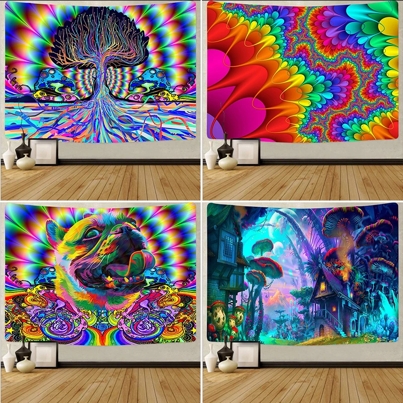 Laser Art Tapestry Mushroom Hanging Cloth Abstract Background